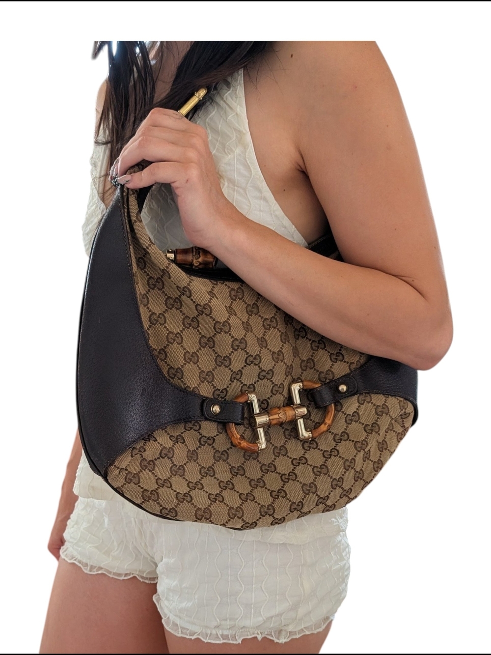 SOLD ⭐ Gucci Brown GG Canvas and Leather Hobo Bag